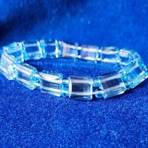 Double-Thread Light Blue Glass Bead Bracelet